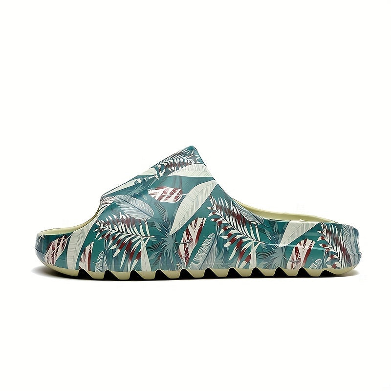 Men's Graphic Print Platform Slides for Summer