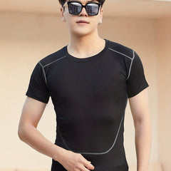 Men's Fitness Short Sleeve T shirt Crew Neck Top