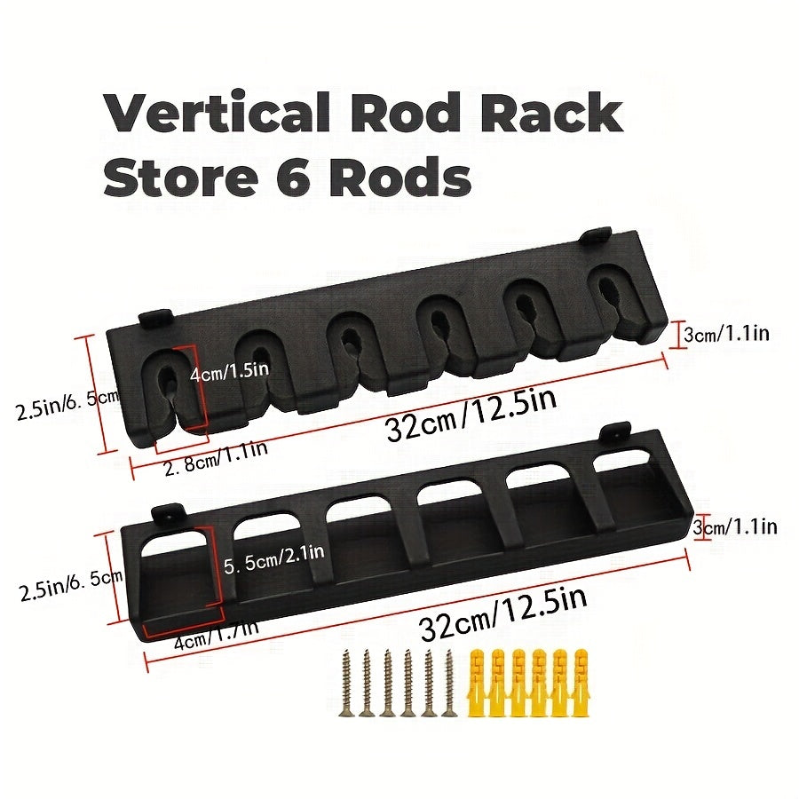 Wall Mounted Fishing Rod Storage Rack for 6 Rods