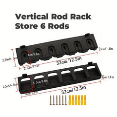 Wall Mounted Fishing Rod Storage Rack for 6 Rods