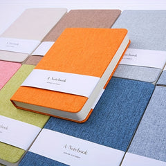 Multicolor Linen Cloth Cover Notebook Half Lined Blank Sheets Hard Cover Notepad