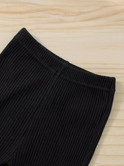 Girls' Ribbed Bell Bottom Trousers Slim Fit Stretch Pants for Spring/Autumn