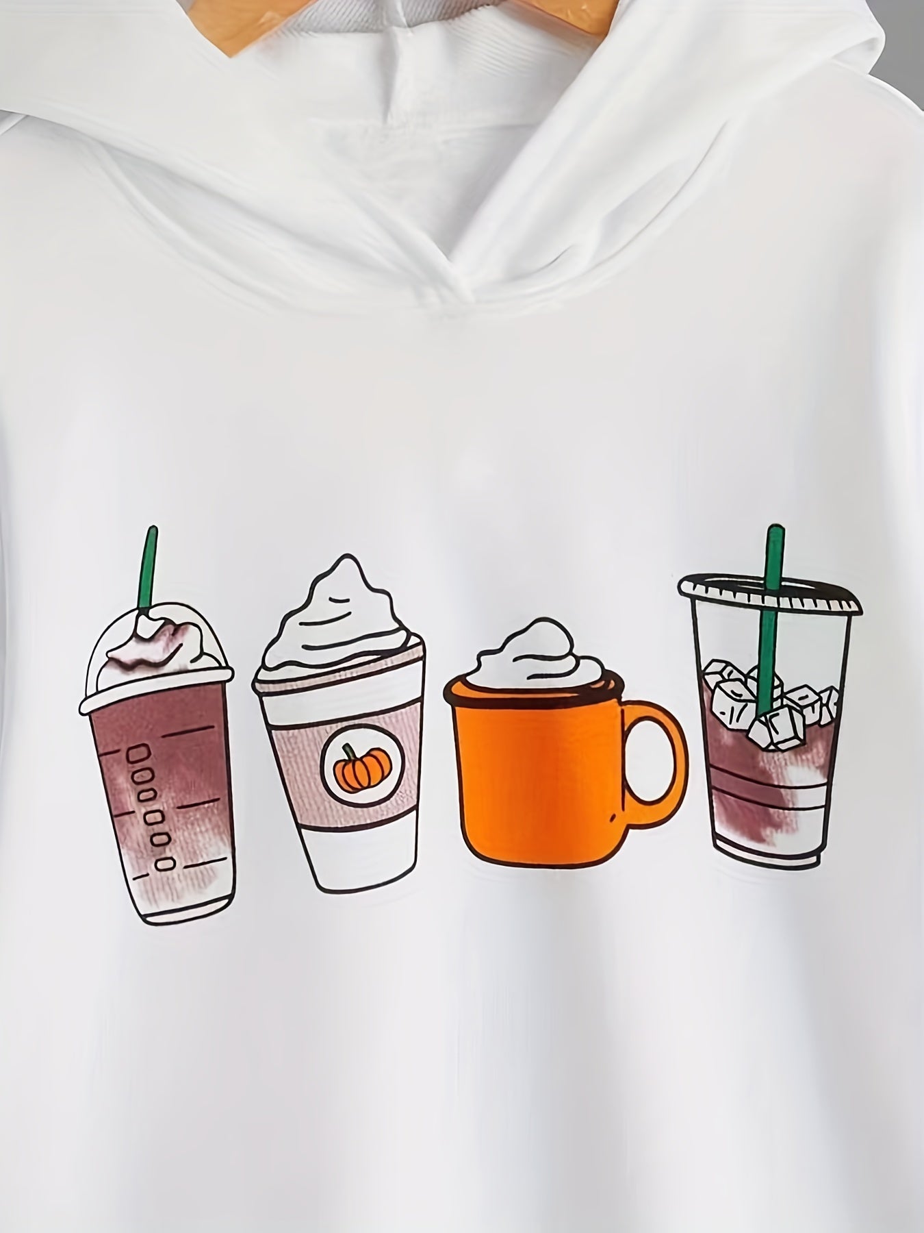 Boy's Coffee Print Hoodie Long Sleeve Top