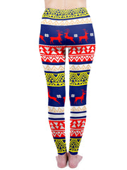 Christmas Reindeer Print High Waist Leggings Women's Clothing