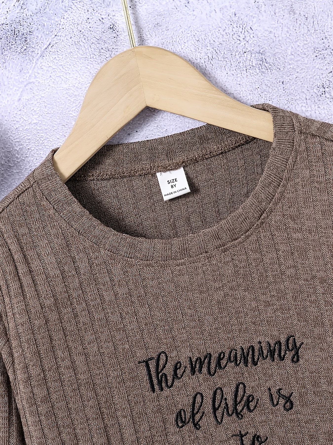 Boys Letter Embroidered Sweatshirt Crew Neck Tops
