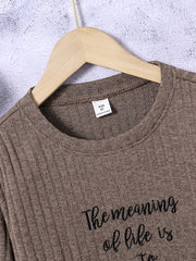 Boys Letter Embroidered Sweatshirt Crew Neck Tops