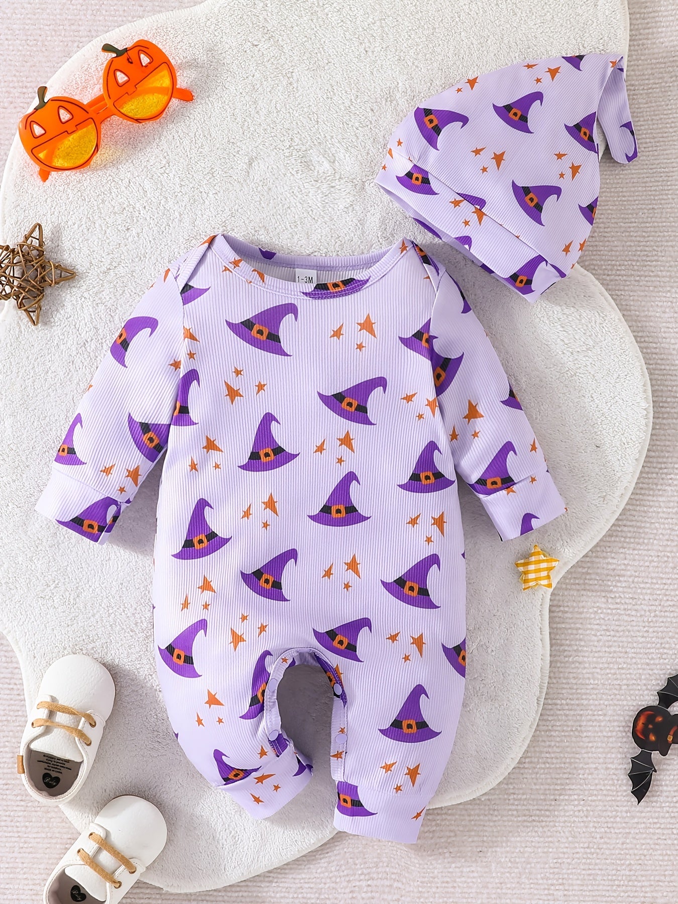 Halloween Party Girls Witch Hat Onesie Set