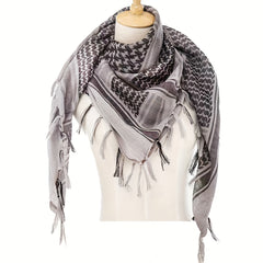 Unisex Grey Arabic Square Tactical Scarf for Military Fan
