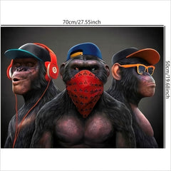Funny Three Monkey HD Print Wall Art Animal Pictures Posters Canvas Painting