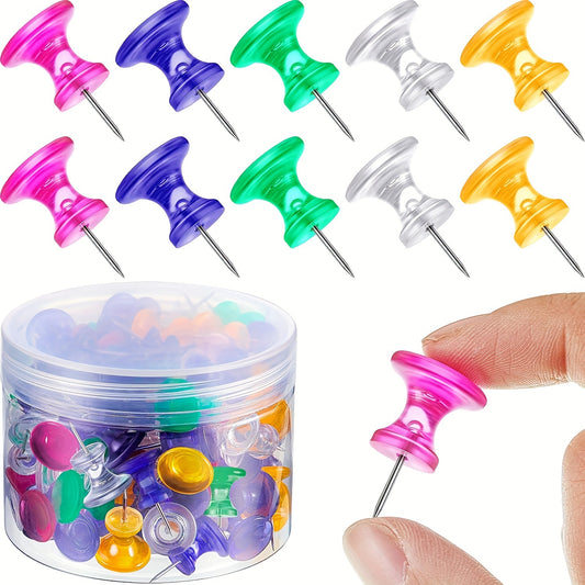 50 Colorful Giant Thumb Tacks 1 Inch Plastic Heads Push Pins for Cork Board