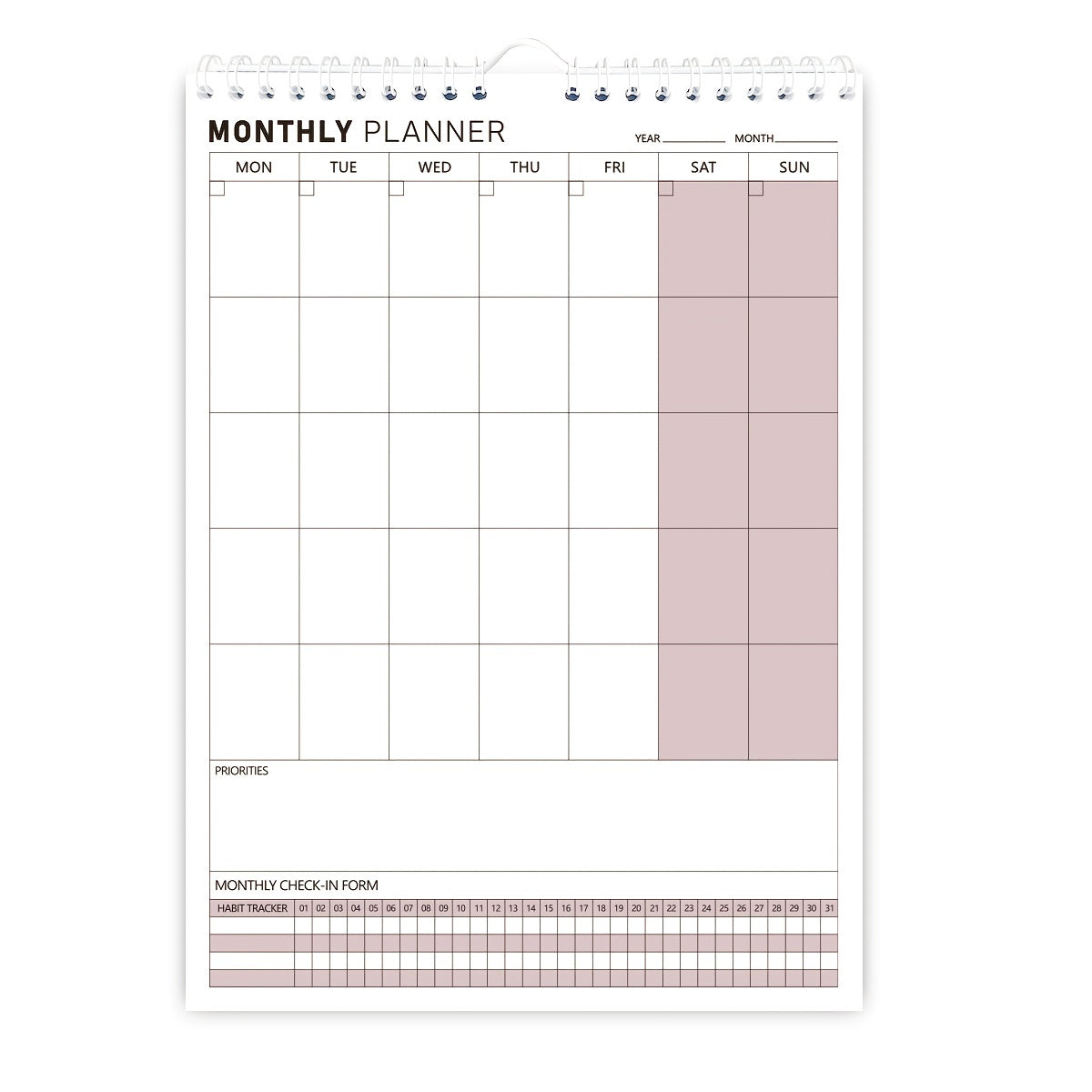 Trees Wall Calendar Planner Undated Spiral Note Pad For Home Office School