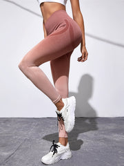 Ombre Seamless Knitted Cropped Pants High Waist Yoga Fitness Sports Pants