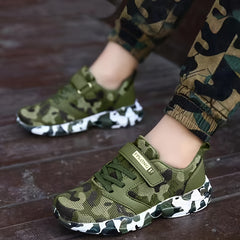 Boy's Camo Knit Running Shoes Soft Sole Sneakers