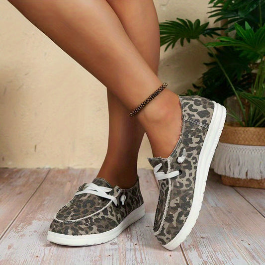 Women's Flat Canvas Shoes Lightweight Low Top Lace Up Loafers