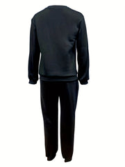 Butterfly Print Workout Set Crew Neck Long Sleeve Tops & Jogger Pants