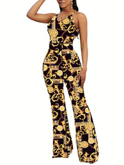 Graphic Print Spaghetti Strap Jumpsuit Casual Sleeveless Jumpsuit