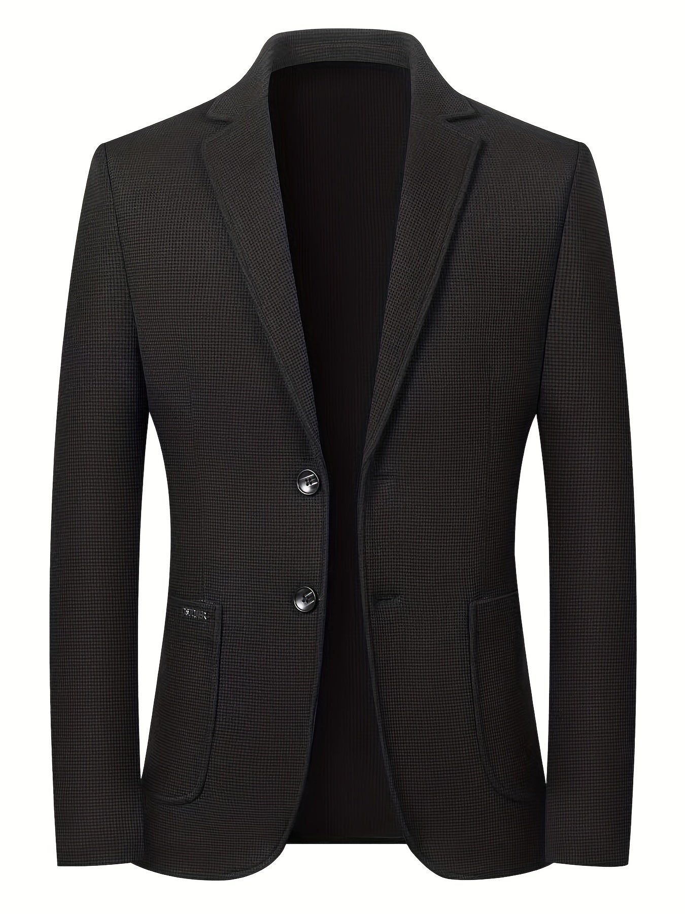 Casual Lapel Sports Coat Men's Waffle Pattern Blazer Spring Fall Business