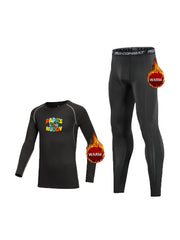 2pcs Kids Fleece Compression Sets Letter Print Pullover Matching Pants