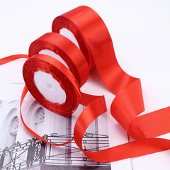 25 Yards Red Satin Ribbon For Bouquets Flowers Wedding Festivals Gift