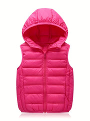 Boys Winter Hooded Cotton Padded Vest Sleeveless Jacket