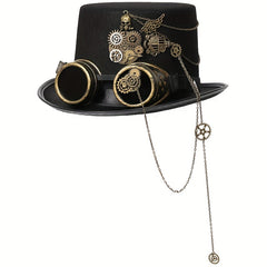 Heavy Metal Chain Steam Punk Hat With Skull Emblem for Halloween