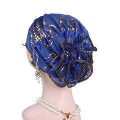 Flower Pleat Beanie Hat Cap Turban Head Wrap For Long Thik Hair