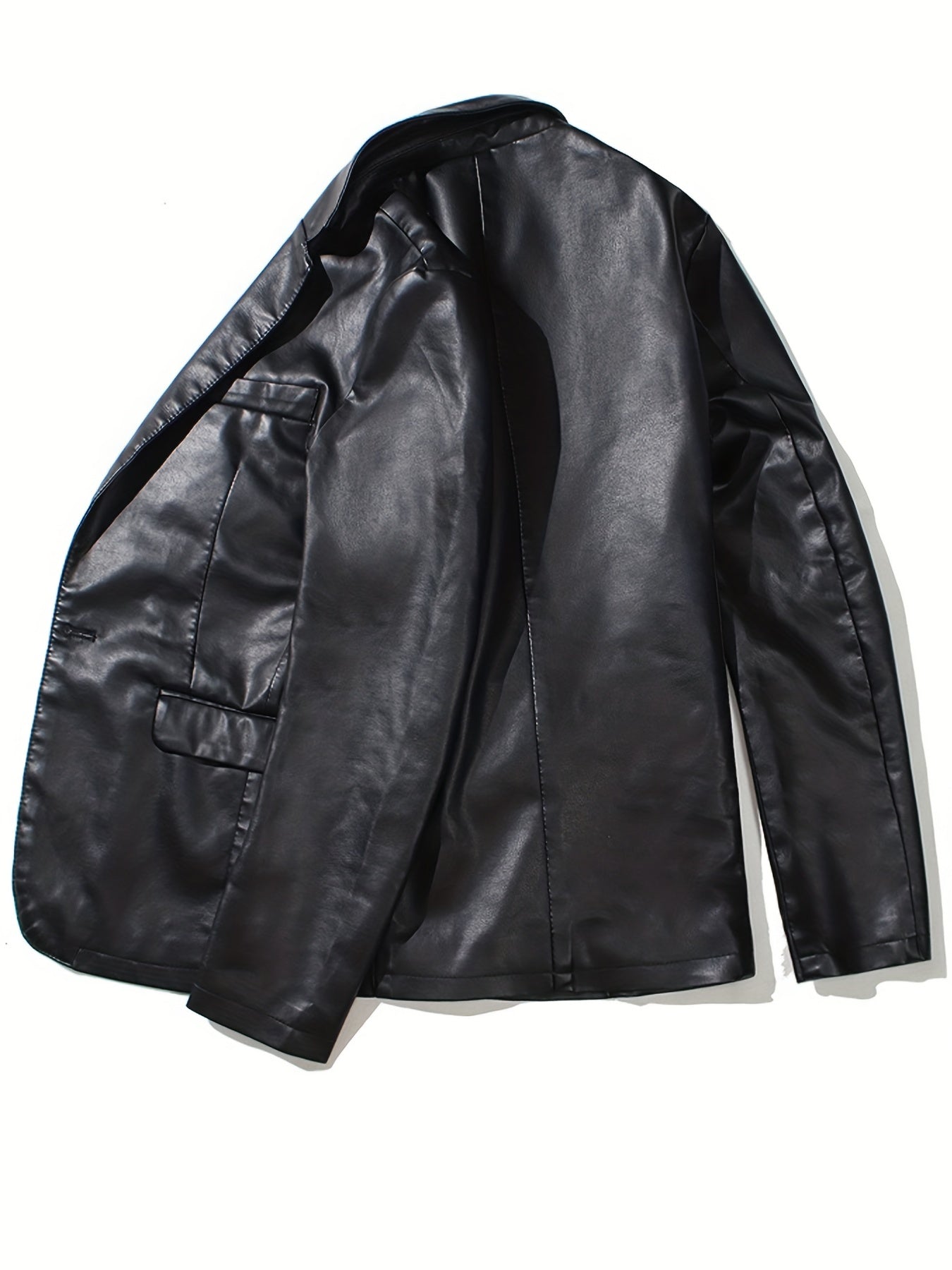 PU Blazer Jacket: Men's Casual Button Up Leather Jacket