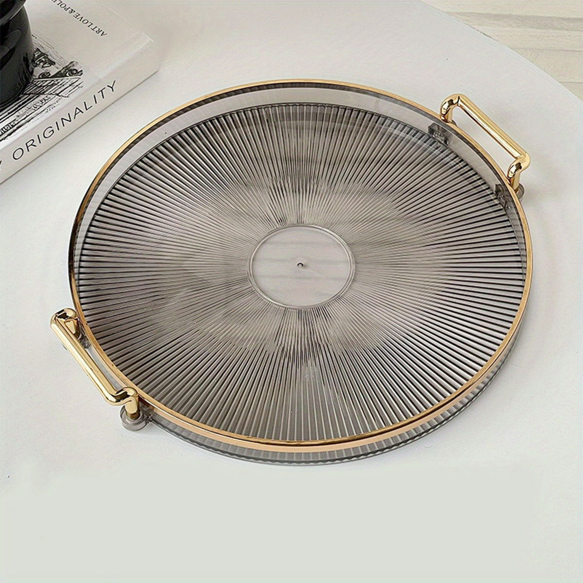 Round Serving Tray Dessert Platter Decorative Vanity Tray Food Tray
