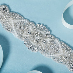 Rhinestone Bridal Belt Wedding Dress Waist Chain Sash Faux Pearl Beaded Belt