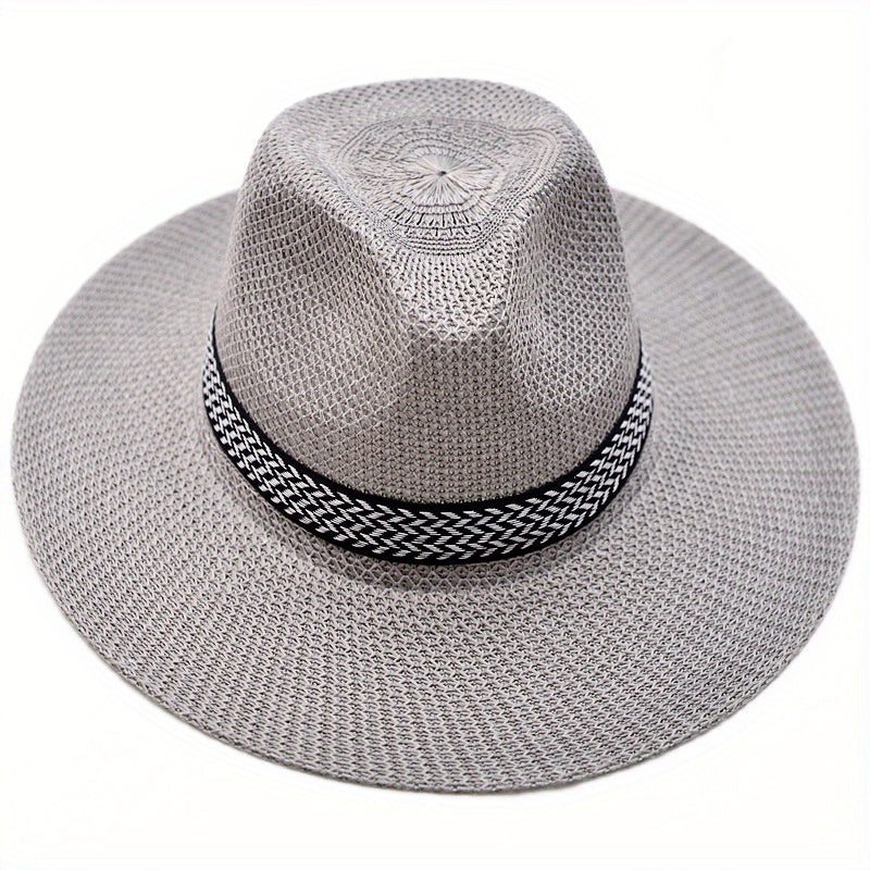 Men's Summer Straw Sun Hat Middle-aged Fisherman Breathable Sunscreen Hat