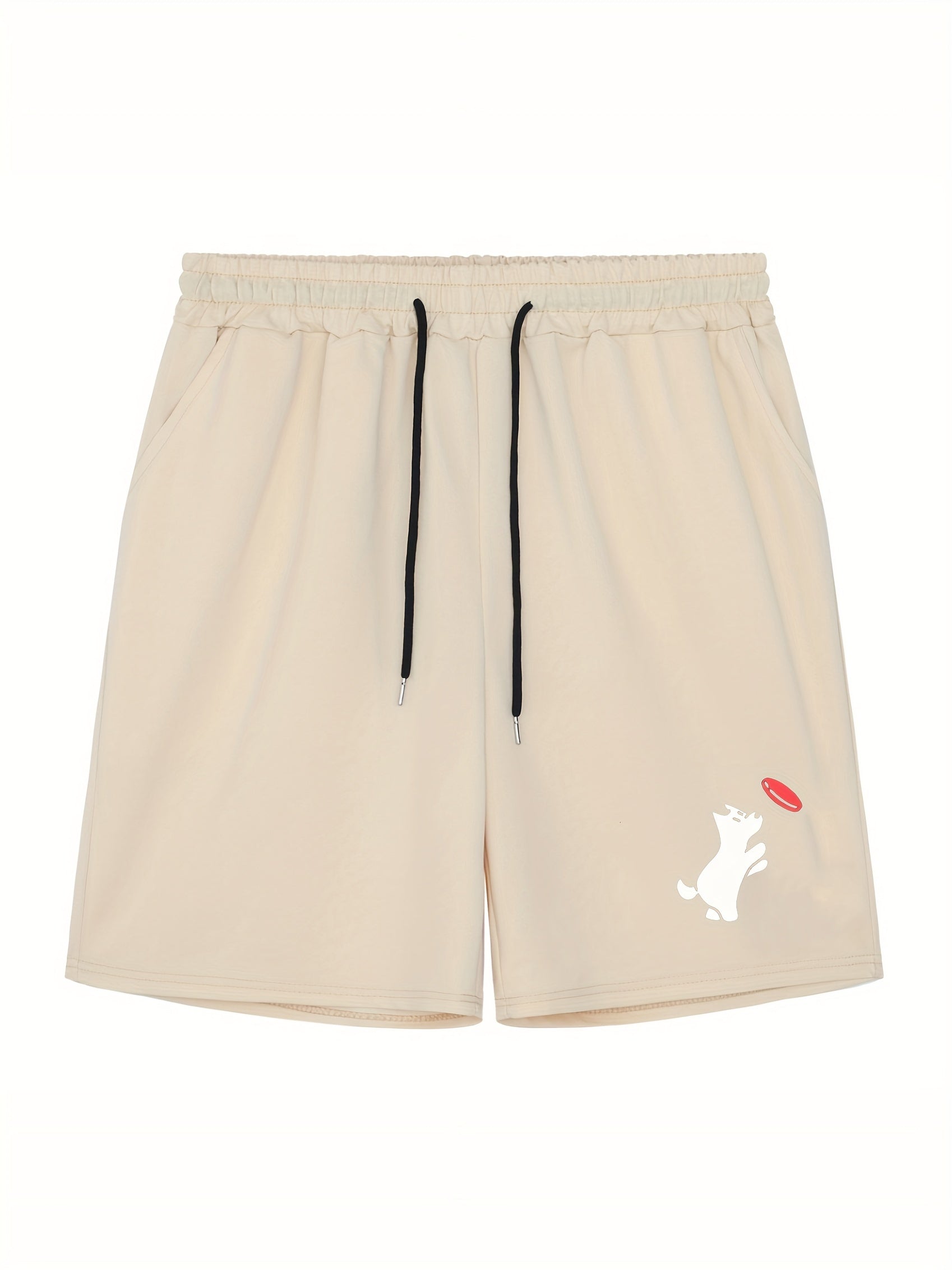 Men's Dog Print Workout Shorts Active Slightly Stretch Breathable Drawstring Spo
