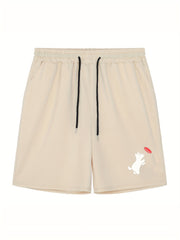 Men's Dog Print Workout Shorts Active Slightly Stretch Breathable Drawstring Spo