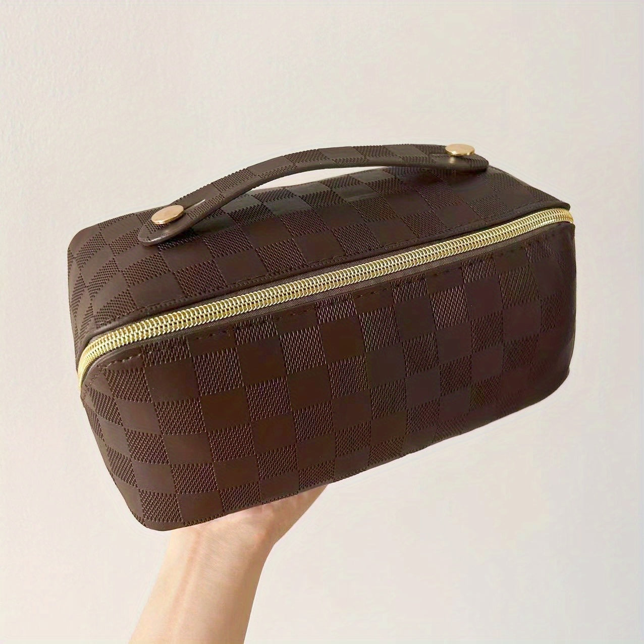 Portable Toiletry Bag for Women Travel PU Leather Cosmetic Bag Large Organizer