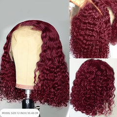 Burgundy Lace Front Wig 180 Density 99J Bob Wig Human Hair 13x4