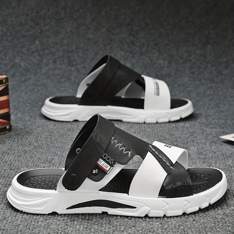 Men's Letters And Numbers Print Sandals Durable Non Slip Outdoor Sandals
