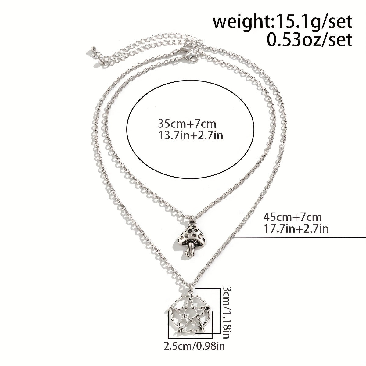 Halloween Punk Style Double Layer Star Mushroom Pendant Necklace
