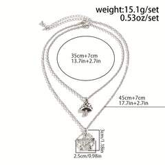 Halloween Punk Style Double Layer Star Mushroom Pendant Necklace
