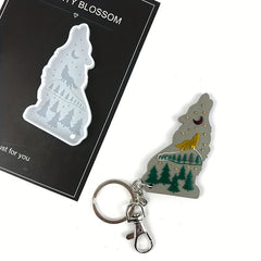 Wolf Keychain Epoxy Resin Mold Silicone Mold With Hole DIY
