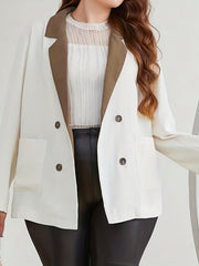 Colorblock Waffle Lapel Collar Blazer