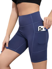 Women's Quick Dry Yoga Shorts with High Waist & Pockets