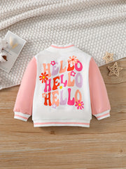 Baby Girls Casual Baseball Coat Long Sleeve Buckle Jacket For Sports