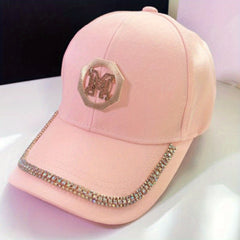 Rhinestone M Label Baseball Cap Lightweight Adjustable Golf Sun Hat