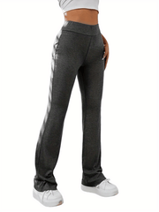 Solid Flare Leg Pants Y2K Loose Pants For Spring & Fall Women's Clothing
