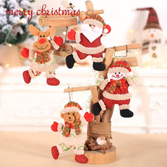 4pcs Christmas Tree Pendants Dancing Old Man Snowman Deer Bear Puppet
