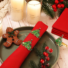 4pcs Christmas Tree Decor Napkin Rings for Party Table Decor