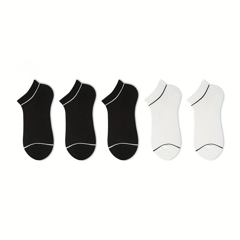 5 Pairs Ribbed Ankle Socks Soft Lightweight Low Cut Women's Stockings