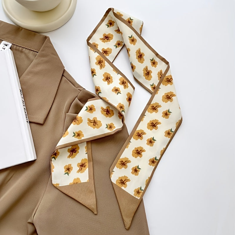 Small Silk Scarf Women's Printed Scarves Hair Tie Bag Decoration Ribbon Headband