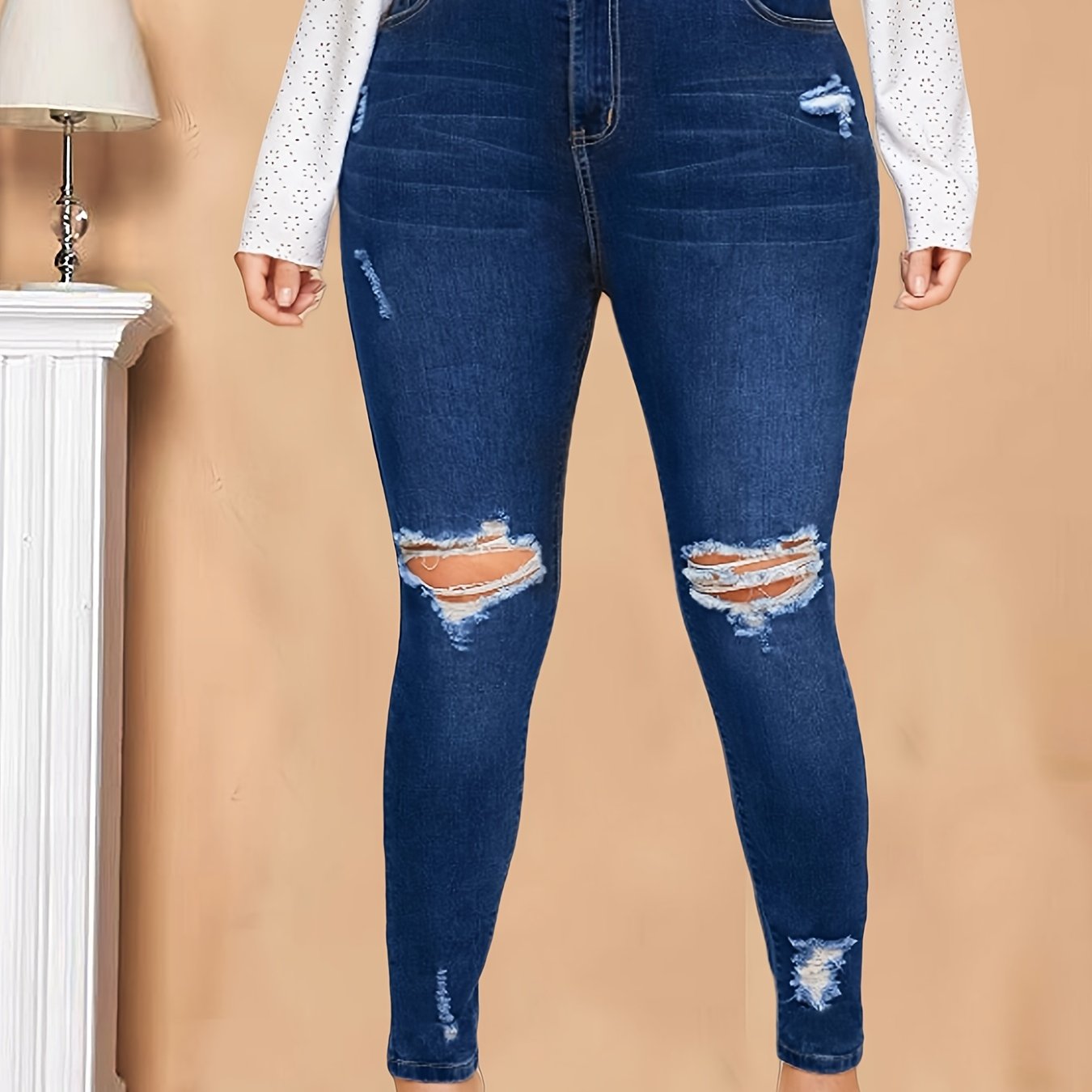 High Rise Ripped Skinny Jeans