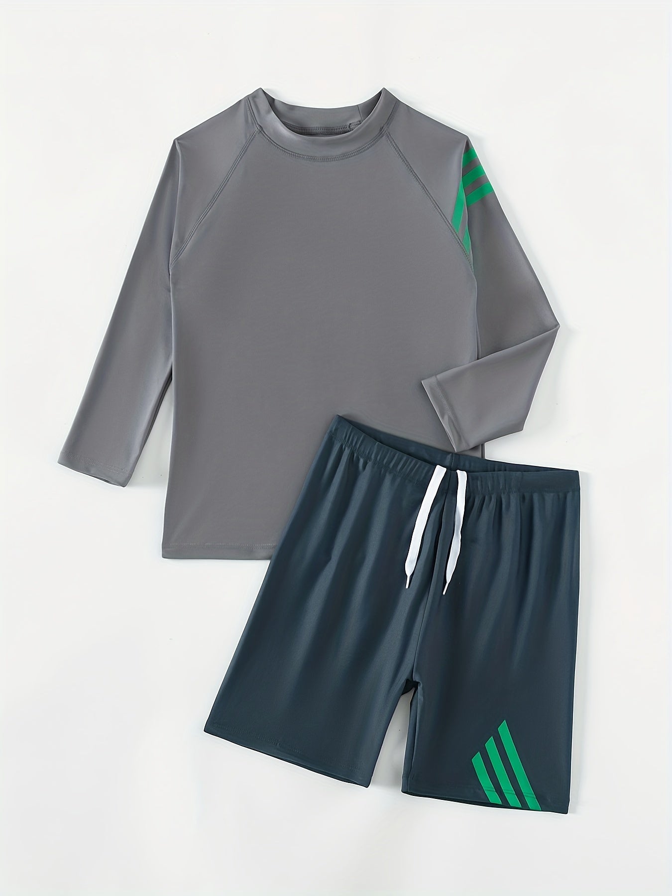 Boy's Swimsuit Long Sleeve Top & Shorts Set Summer Beach Vacation