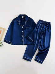 2pc Boys Girls Teen Casual Long Sleeve Pajama Set
